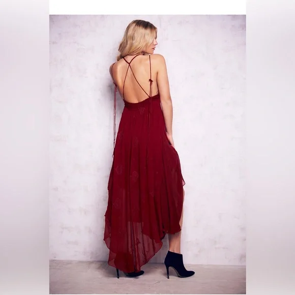 Free People Strappy Burgundy Dress - Picture 2 of 13